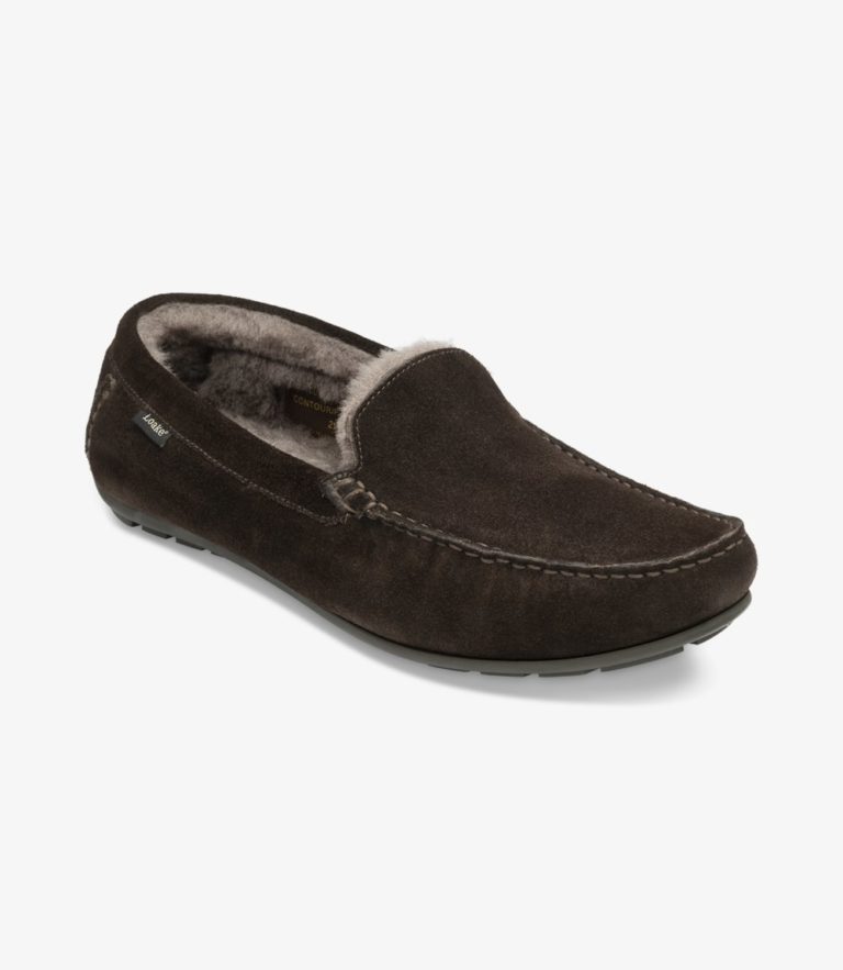 Loake Guards Slippers Dark Brown Suede