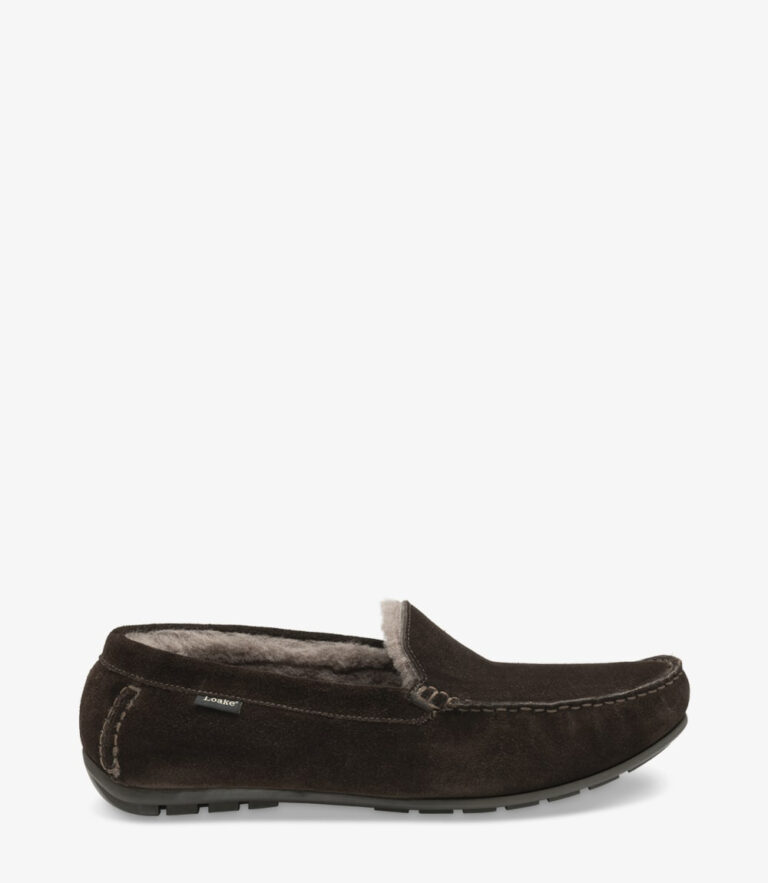 loake Guards Slippers Dark Brown Suede