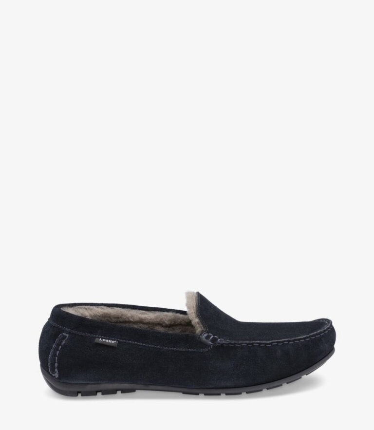 loake Guards Slippers Navy Suede