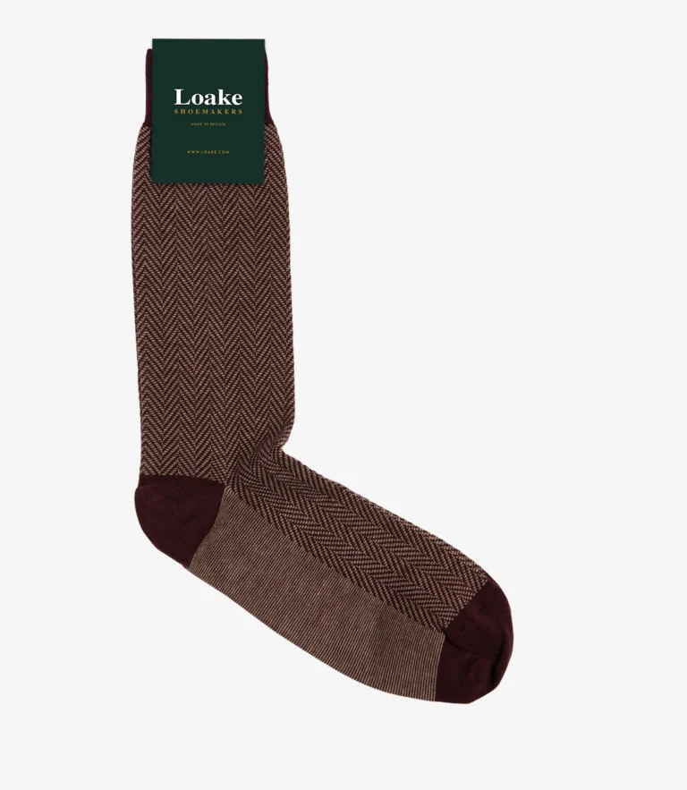 loake Herringbone socks Burgundy