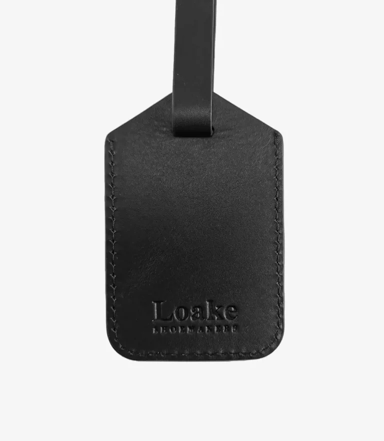 loake Leather Luggage Tag Black Calf Leather