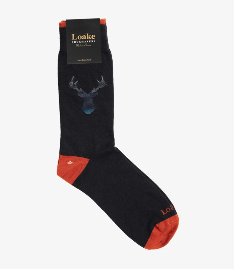 loake Stag Socks Navy