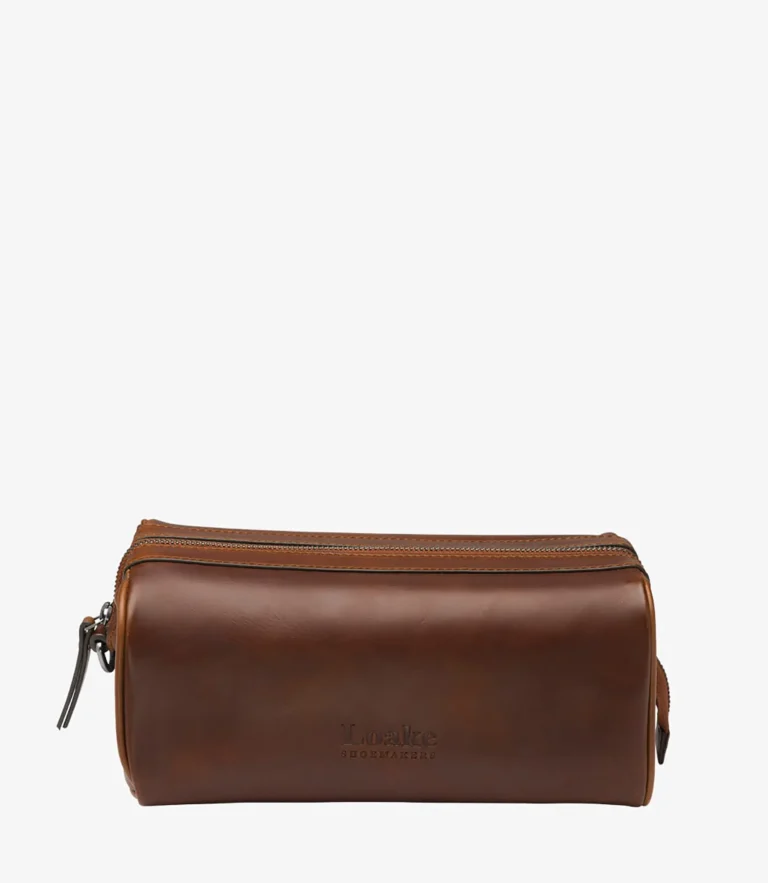 loake Thames Wash Bag Brown Calf Leather
