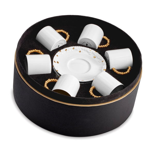 l'objet Haas Mojave Espresso Cup + Saucer (Set of 6) - White + Gold