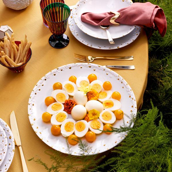 L'objet Haas Mojave Dinner Plate - White + Gold