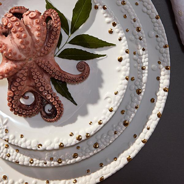 L'objet Haas Mojave Dinner Plate - White + Gold