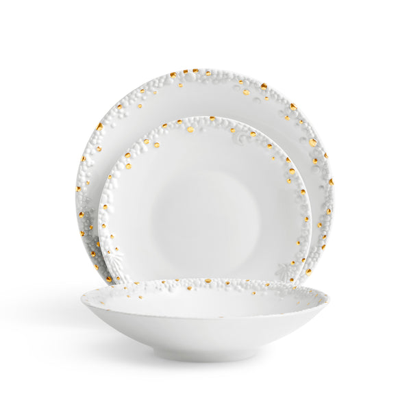 l'objet Haas Mojave Dinnerware Set of 3 - White + Gold