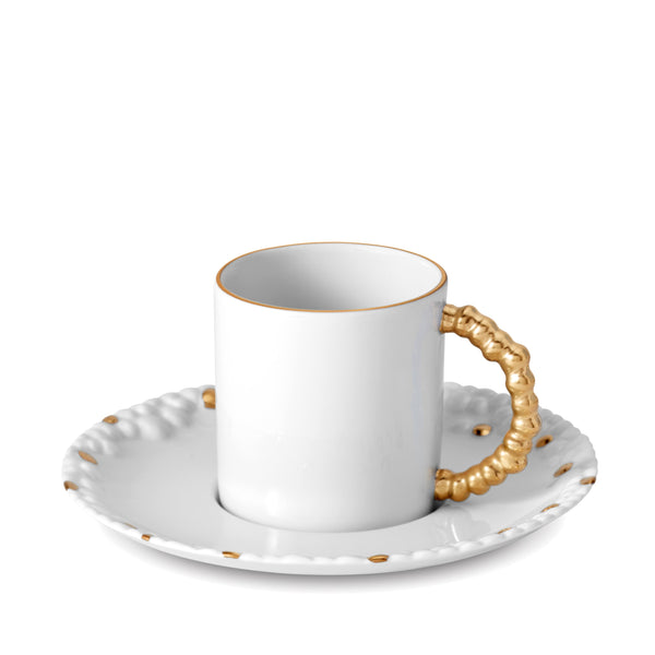 l'objet Haas Mojave Espresso Cup + Saucer - White + Gold