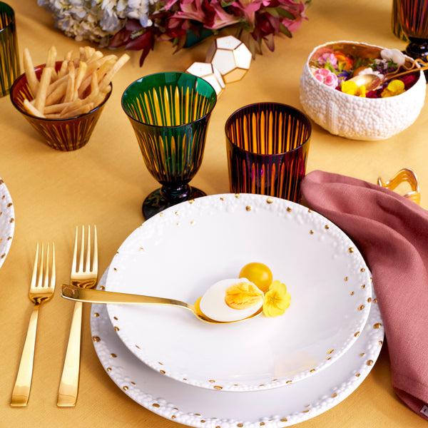 L'objet Haas Mojave Soup Plate - White + Gold