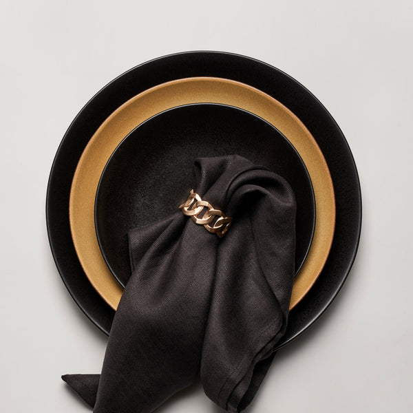 L'objet Linen Sateen Napkins - Black (Set Of 4)