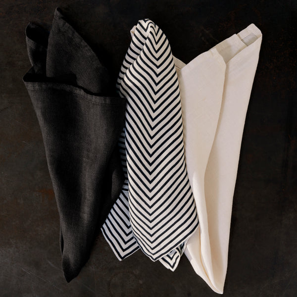 L'objet Linen Sateen Napkins - Black (Set Of 4)