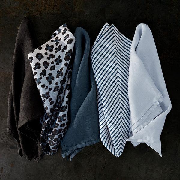 L'objet Linen Sateen Napkins - Blue (Set Of 4)