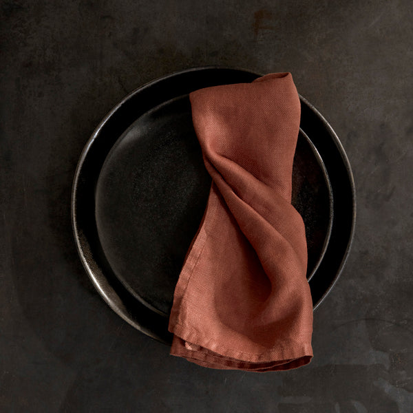 L'objet Linen Sateen Napkins - Brick (Set Of 4)