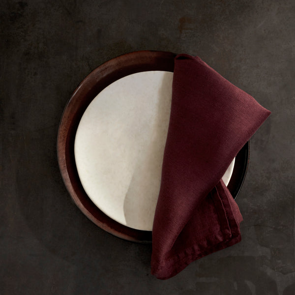 L'objet Linen Sateen Napkins - Wine (Set Of 4)