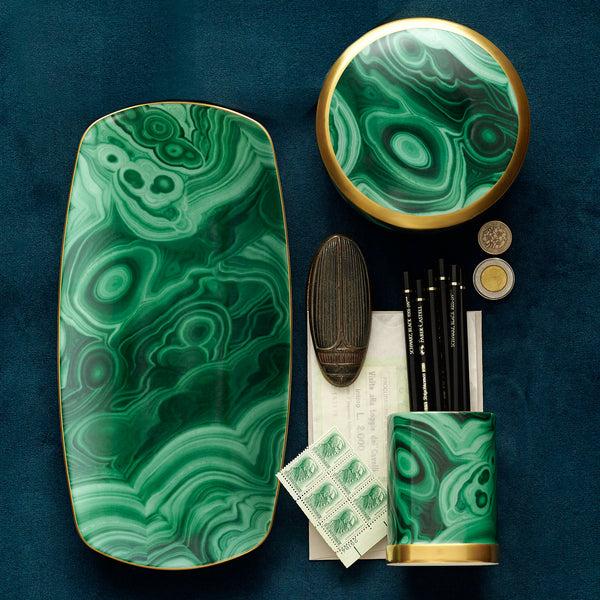 L'objet Malachite Rectangular Tray - Medium