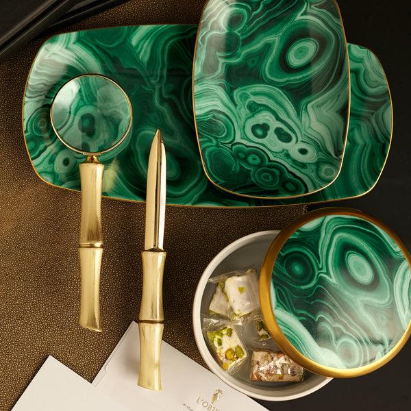 L'objet Malachite Rectangular Tray - Small