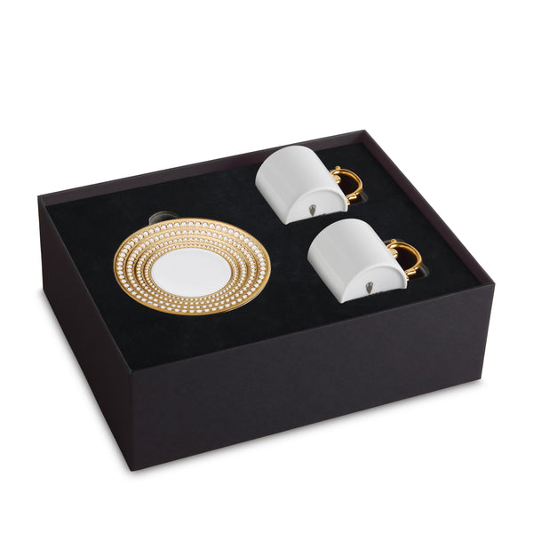 l'objet Perlee Gold Espresso Cup + Saucer [Set Of 2]