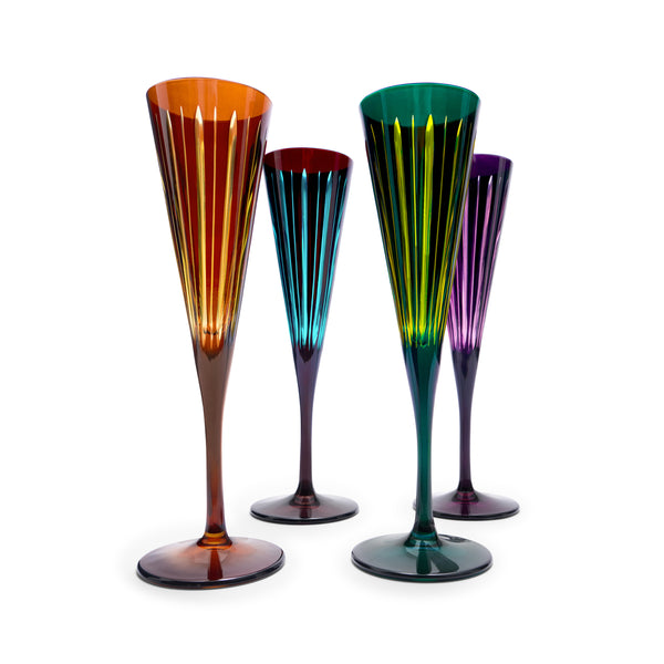 L'objet Prism Champagne Flutes - Assorted (Set Of 4)