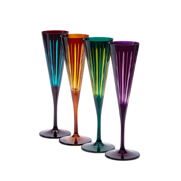 L'objet Prism Champagne Flutes - Assorted (Set Of 4)