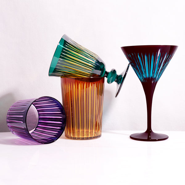 L'objet Prism Highball Glasses - Amber (Set Of 4)