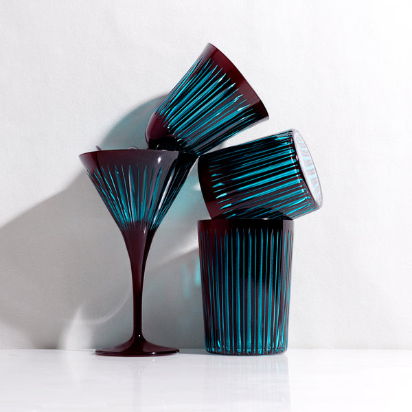 L'objet Prism Highball Glasses-Bordeaux (Set Of 4)