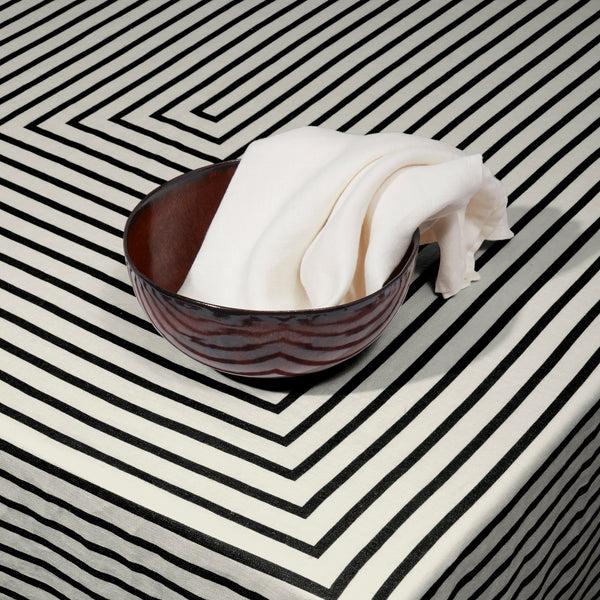 L'objet Linen Sateen Concorde Tablecloth - Black + Ecru