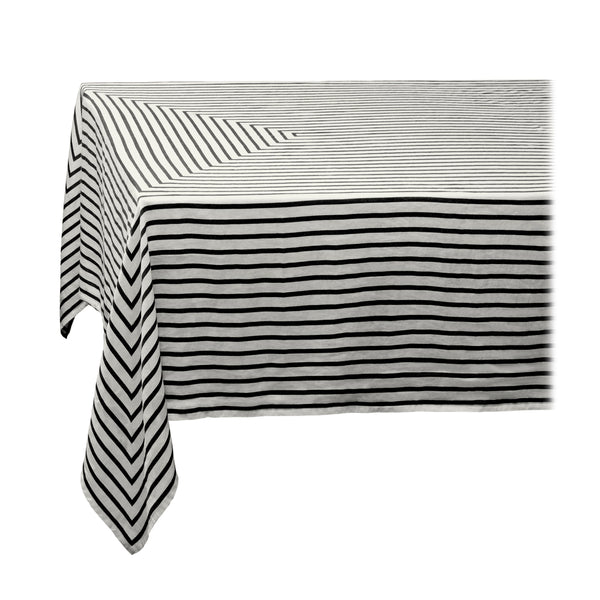 l'objet Linen Sateen Concorde Tablecloth - Black + Ecru