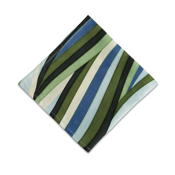 L'objet Linen Sateen Landscape Napkins - Blue + Green (Set Of 4)