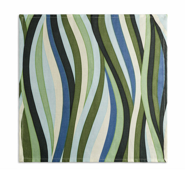 L'objet Linen Sateen Landscape Napkins - Blue + Green (Set Of 4)