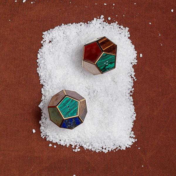 L'objet Pentagon Spice Jewels - Multistone + 24k Gold (Set Of 2)