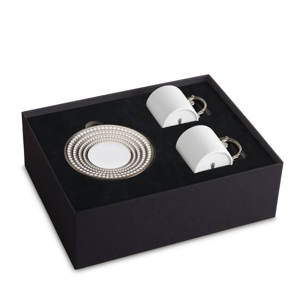 l'objet Perlee Platinum Espresso Cup & Saucer [Set Of 2]