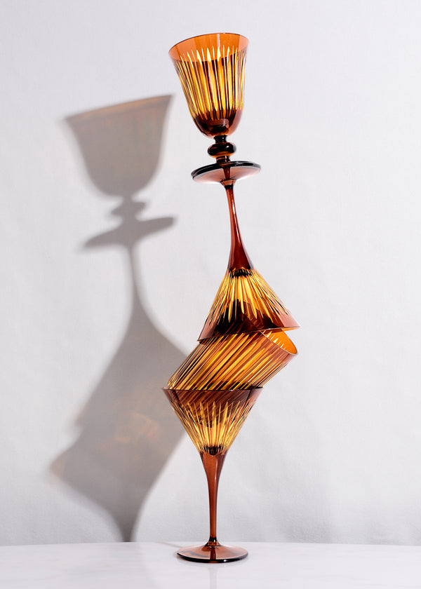 L'objet Prism Double Old Fashioned Glasses - Amber (Set Of 4)