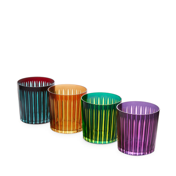 L'objet Prism Double Old Fashioned Glasses - Assorted (Set Of 4)