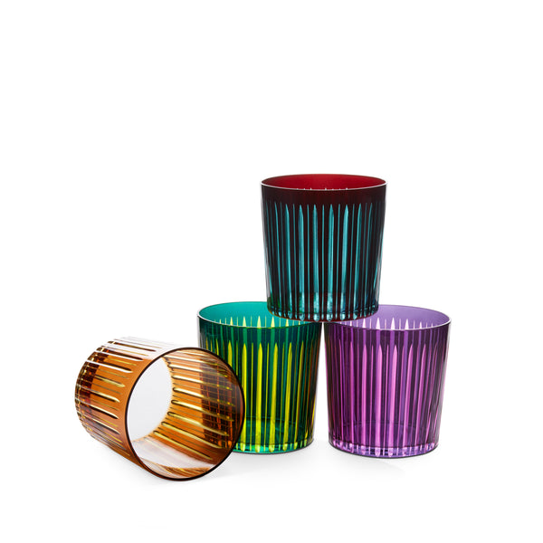 L'objet Prism Double Old Fashioned Glasses - Assorted (Set Of 4)