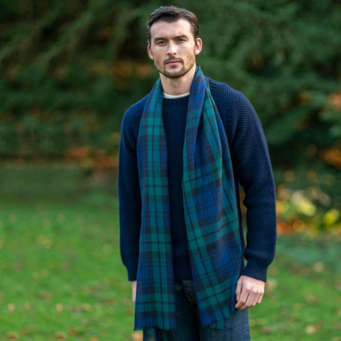 Lochcarron Of Scotland Alba Black Watch Modern Extra Fine Merino Stole