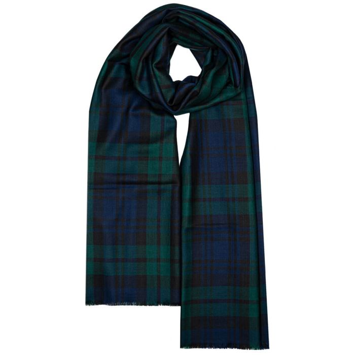 lochcarron of scotland Alba Black Watch Modern Extra Fine Merino Stole