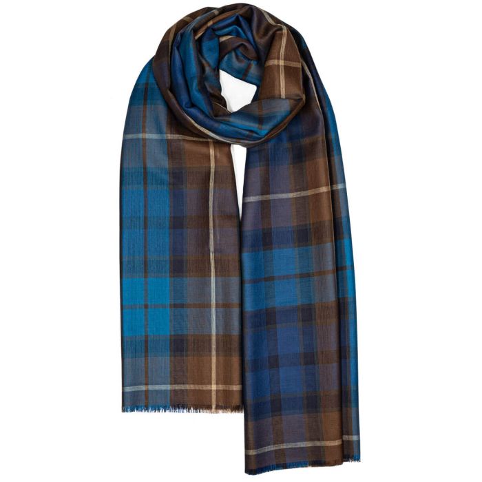 lochcarron of scotland Alba Buchanan Blue Extra Fine Merino Stole