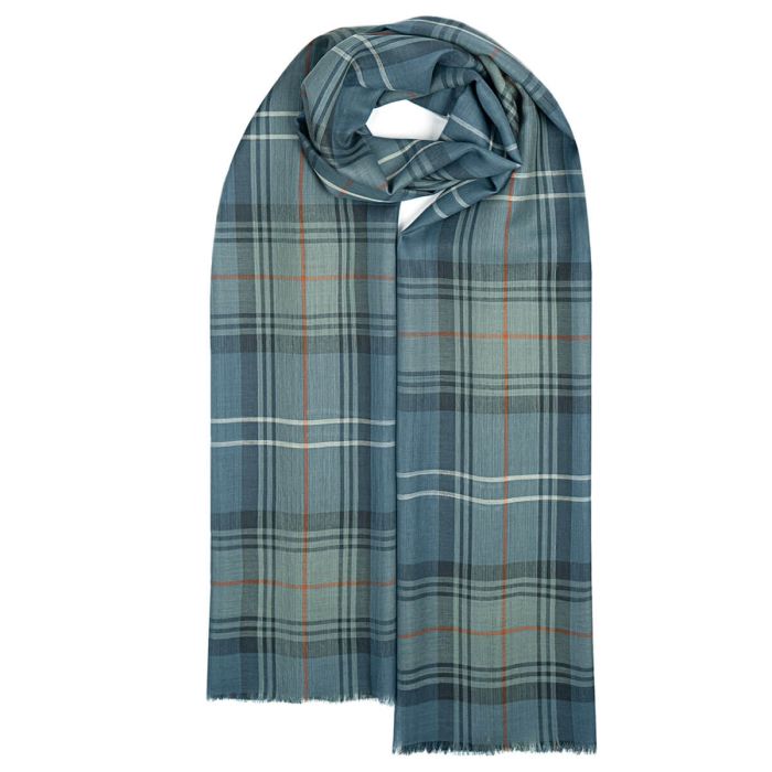 lochcarron of scotland Alba Chisholm Hunting Blue Extra Fine Merino Stole