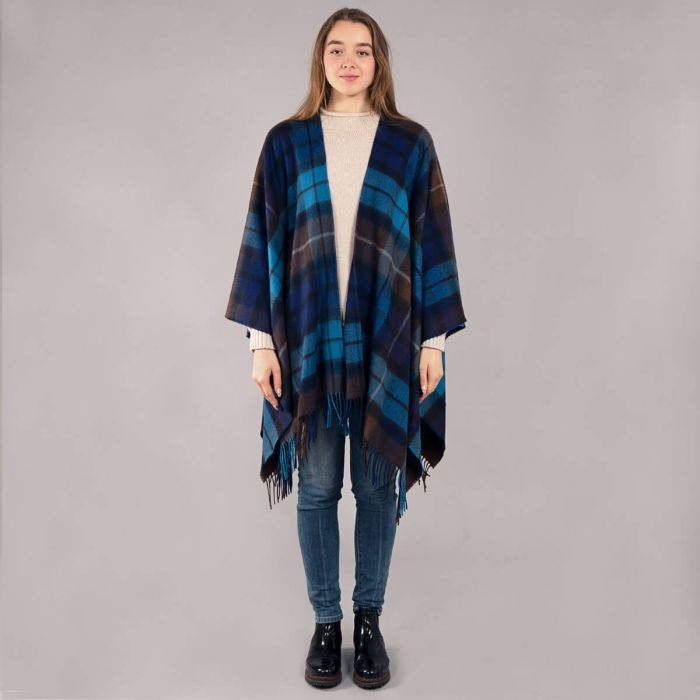 Lochcarron Of Scotland Alice Buchanan Blue Tartan Lambswool Serape