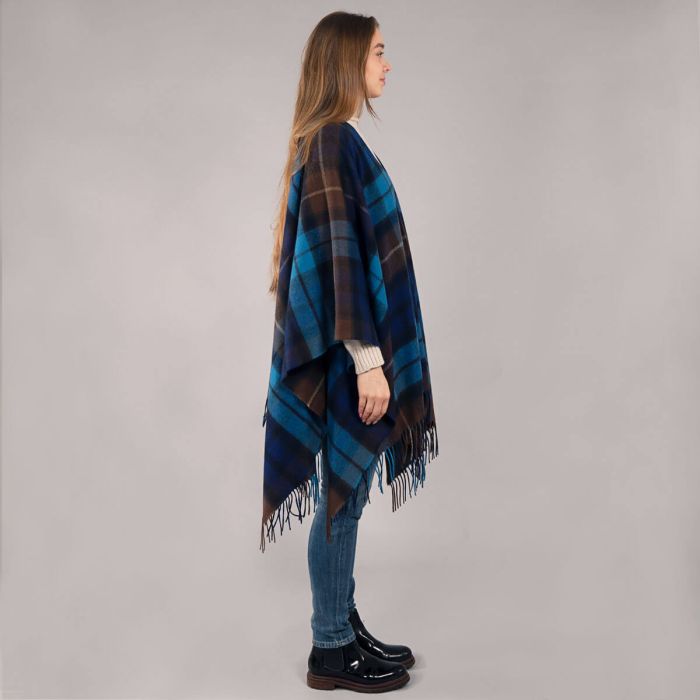 Lochcarron Of Scotland Alice Buchanan Blue Tartan Lambswool Serape