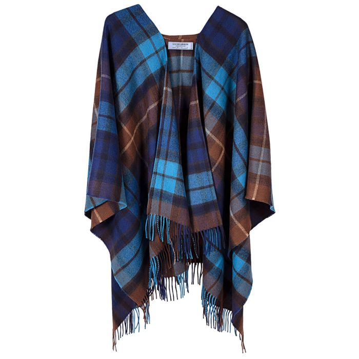 lochcarron of scotland Alice Buchanan Blue Tartan Lambswool Serape