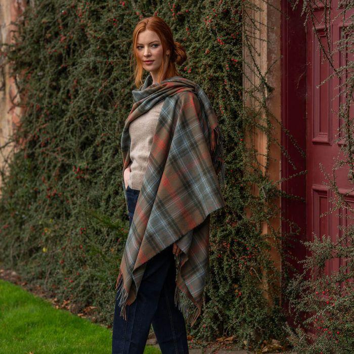 Lochcarron Of Scotland Alice Lochcarron Hunting Weathered Tartan Lambswool Serape