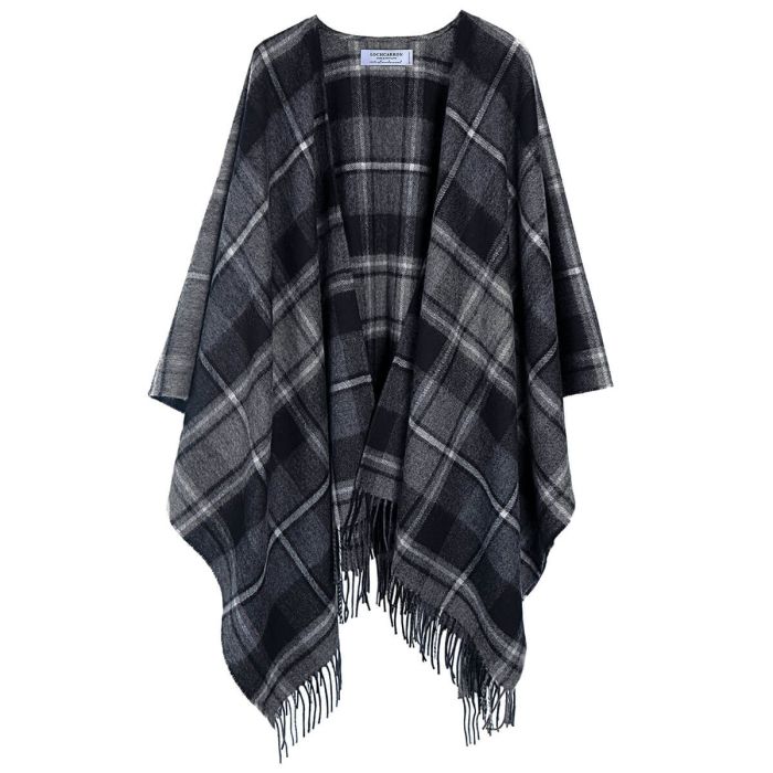 lochcarron of scotland Alice MacRae Hunting Grey Tartan Lambswool Serape