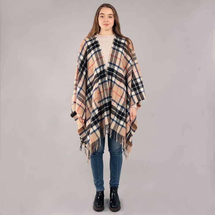 Lochcarron Of Scotland Alice Thomson Camel Modern Tartan Lambswool Serape