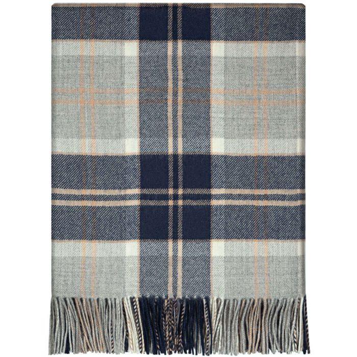 lochcarron of scotland Bannockbane Grey Tartan Lambswool Blanket