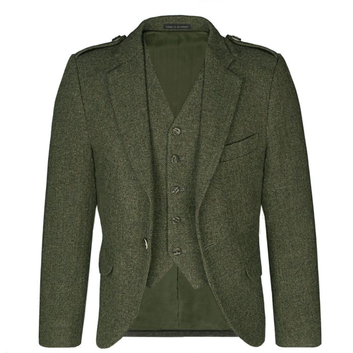 Lochcarron Of Scotland Beaters Green Shetland Tweed 5 Button Kilt Waistcoat