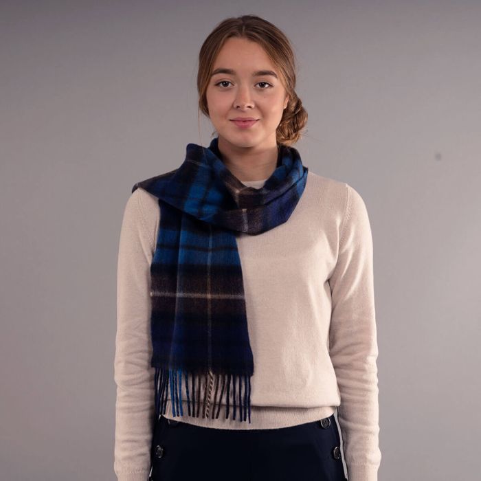 Lochcarron Of Scotland Beau Buchanan Blue Tartan Luxury Cashmere Scarf