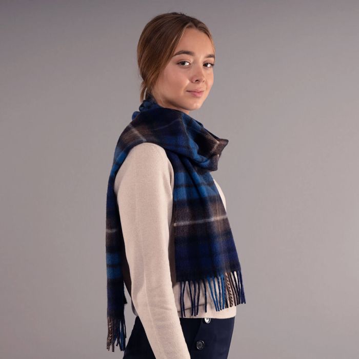 Lochcarron Of Scotland Beau Buchanan Blue Tartan Luxury Cashmere Scarf