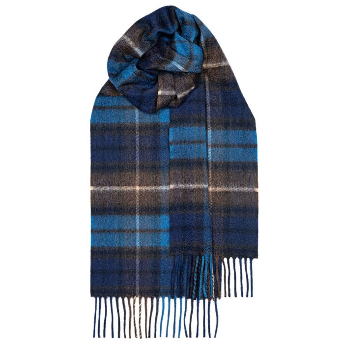 lochcarron of scotland Beau Buchanan Blue Tartan Luxury Cashmere Scarf