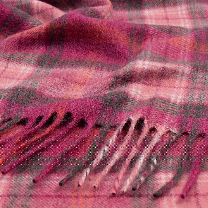 Lochcarron Of Scotland Beau Lochcarron Hunting Rose Tartan Luxury Cashmere Scarf